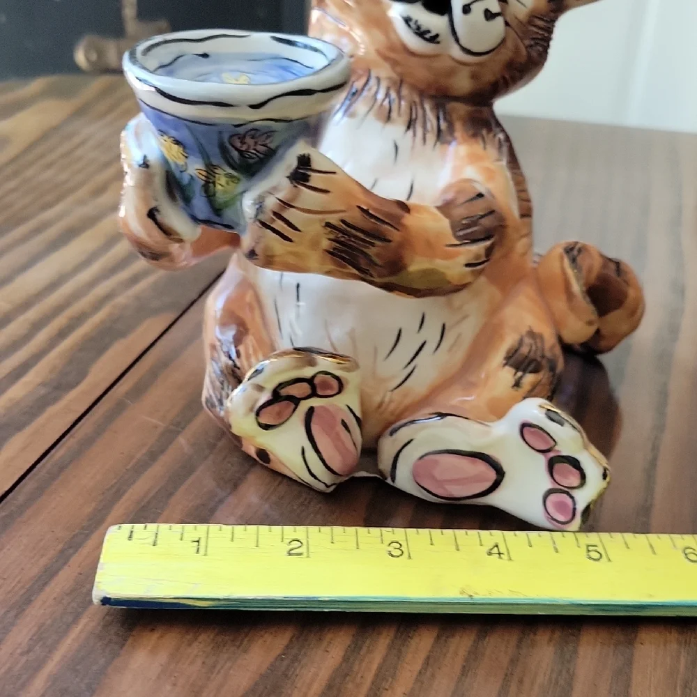 2000 BLUE SKY Cat Figurine / Candle Holder by Heather Goldminc